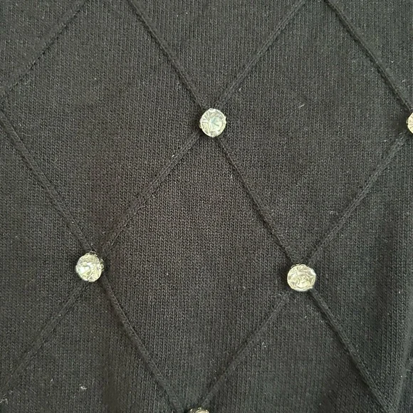 Moocci Paris Women’s Size Small Sweater Black Diamond-Embellished Crewneck - Picture 3 of 4